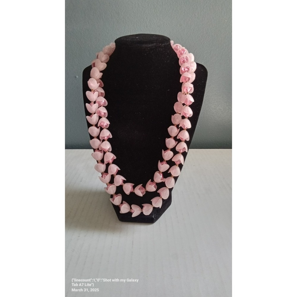 Pink Flower Lei Necklace Hawaiian Hula Party Luau Costume Accessory‎